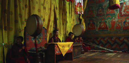 Evening Prayers at a Buddhist Monastery