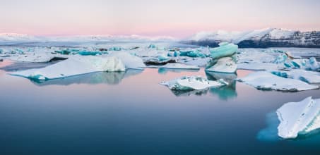 Glacier lagoon and ice cave