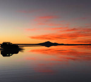 Salt flats at sunset 