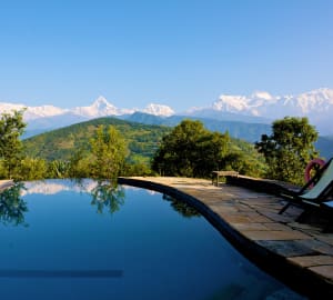 Pool and Mountains - Tiger Mountain Pokhara Lodge