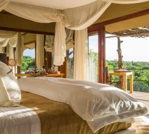 Tent interior and view - Mwiba River Lodge