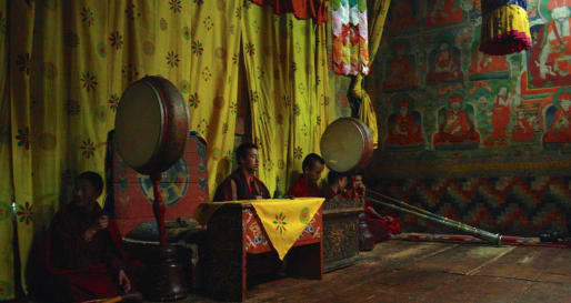 Evening prayers - Evening prayers at a Buddhist Monastery