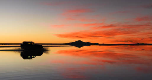 Salt flats at sunset 