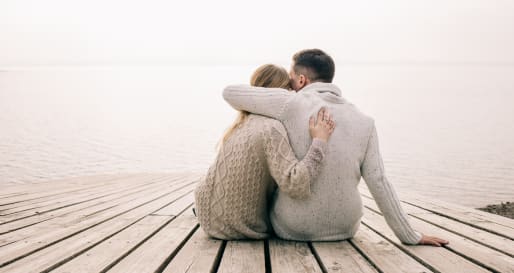 couple on a pier  