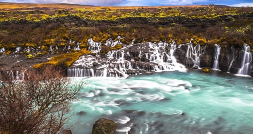 Hraunfossar - Borgarfjordur and into the glacier