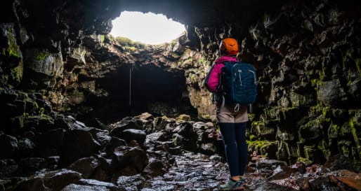 Lava tunnel caving 