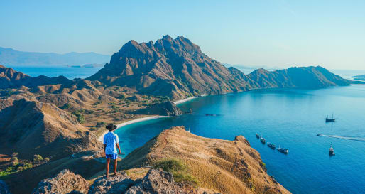 Man Standing over Komodo Island