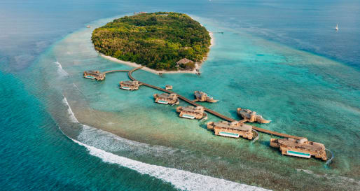 Soneva Fushi Island Aerial Shot 