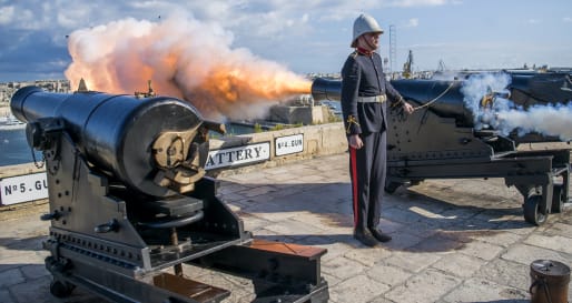 Saluting battery gun fire and tour