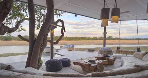 Fire pit overlooking the river