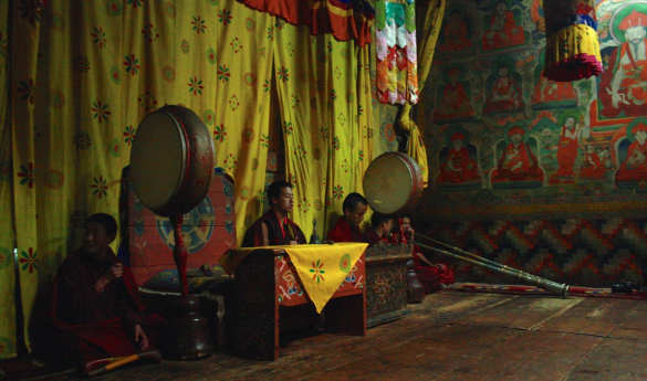 Evening Prayers at a Buddhist Monastery