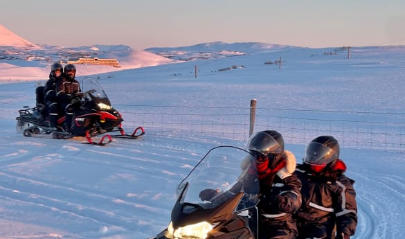 Aurora snowmobiling in the South of Iceland