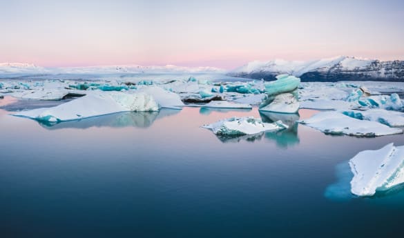 Glacier lagoon and ice cave