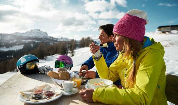 Sunrise Breakfast in a Mountain Hut
