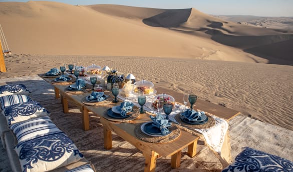 Sunset Picnic in the Desert Dunes