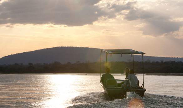 Boat safari in the Selous Game Reserve