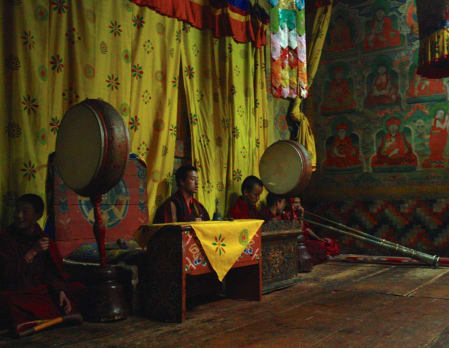 Evening Prayers at a Buddhist Monastery