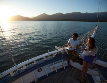 Sunset schooner with wine at Pousada Picinguaba