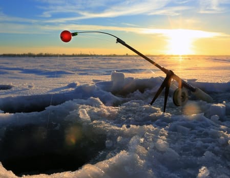 Ice fishing in Finnish Lapland