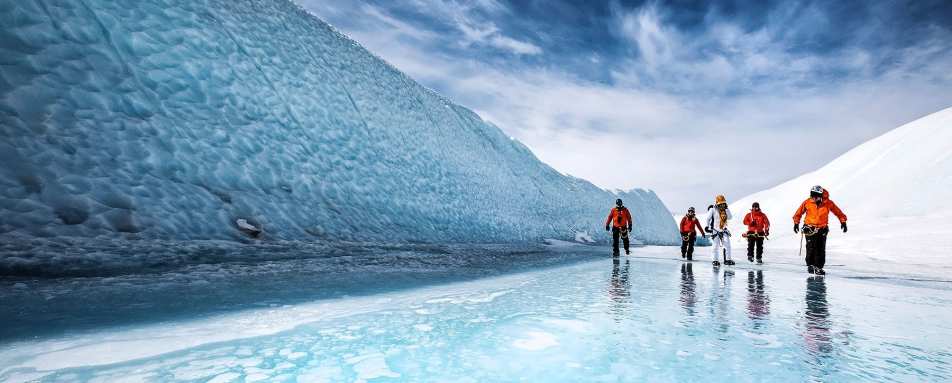 Walking on ice - White Desert Antarctica 