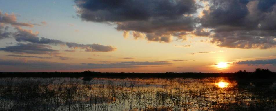 Sunset over the lagoon - Lamanai Outpost Lodge