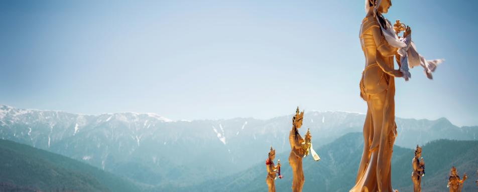 Golden Statues of Buddhist Deity in Thimphu