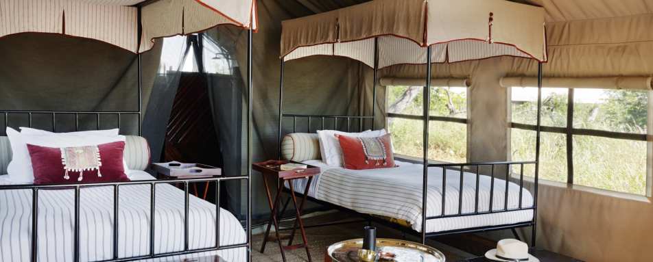 Twin Tent Interior - Camp Kalahari