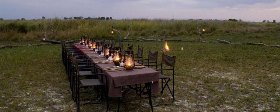 A bush dinner - Kwando Lagoon Camp