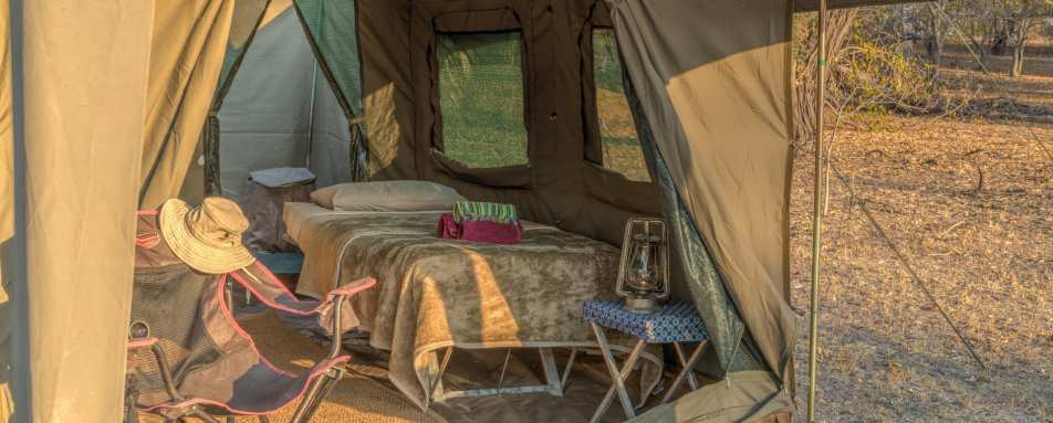 Tent interior and veranda 