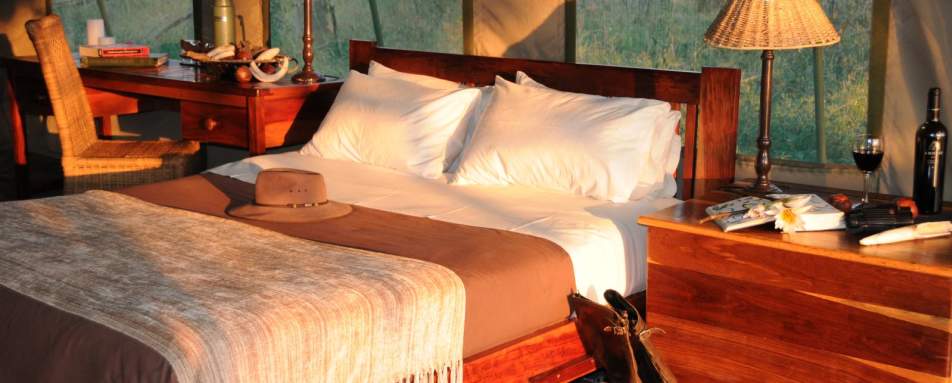 Inside a tented room - Macatoo Camp