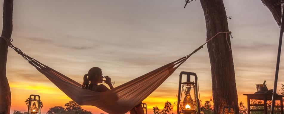 Relaxing in hammock - Wild Botswana Riding Safari