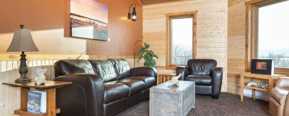 Relaxing lounge area at Dymond Lake Ecolodge 