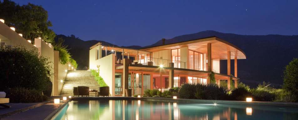 Exterior at night - Clos Apalta Residence