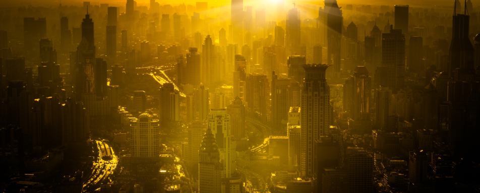 Shanghai City Scape at Sunset - 