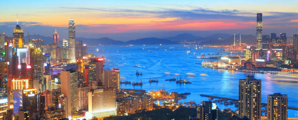 Evening on the Harbour in Hong Kong  - A Honeymoon to China 