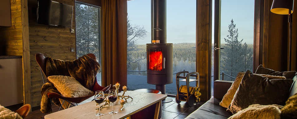 Glass House living room - Arctic Treehouse Hotel
