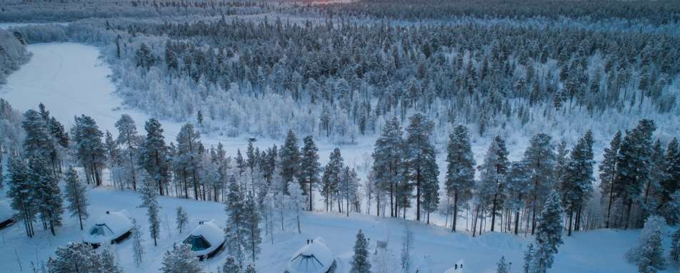 View from above with frozen river 