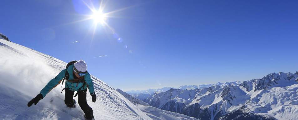 Snowboard mountain view