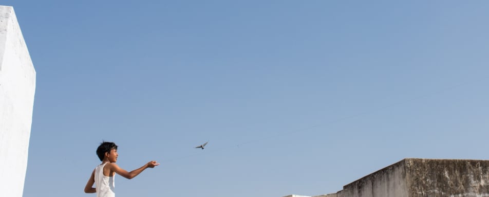 Little Boy on Rooftop in Delhi