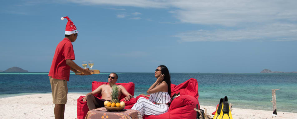 Beach Stop With Cocktails and Fruit 