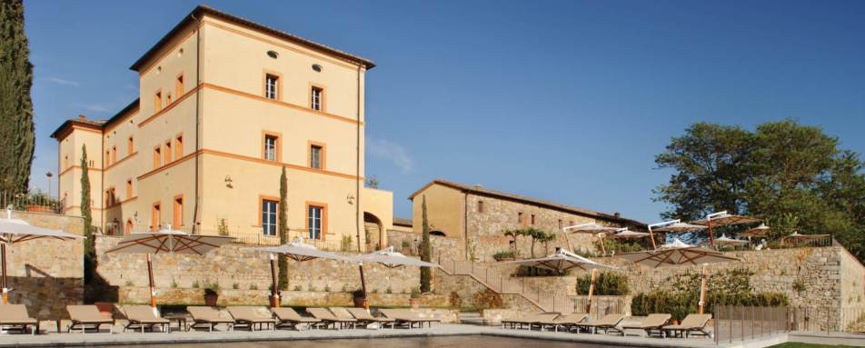 Main Hotel from Poolside - Belmond Castello di Casole