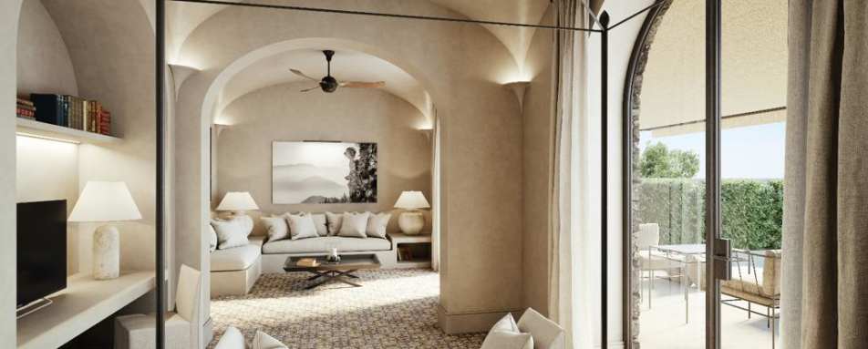 signature pool suite indoor view from the bed  