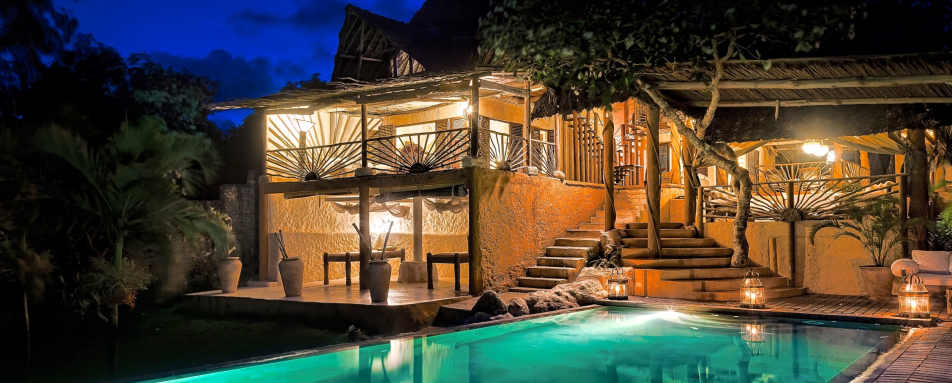 Pool at night - Alfajiri Beach Villa