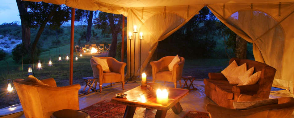 The mess tent at night - Rekero Camp