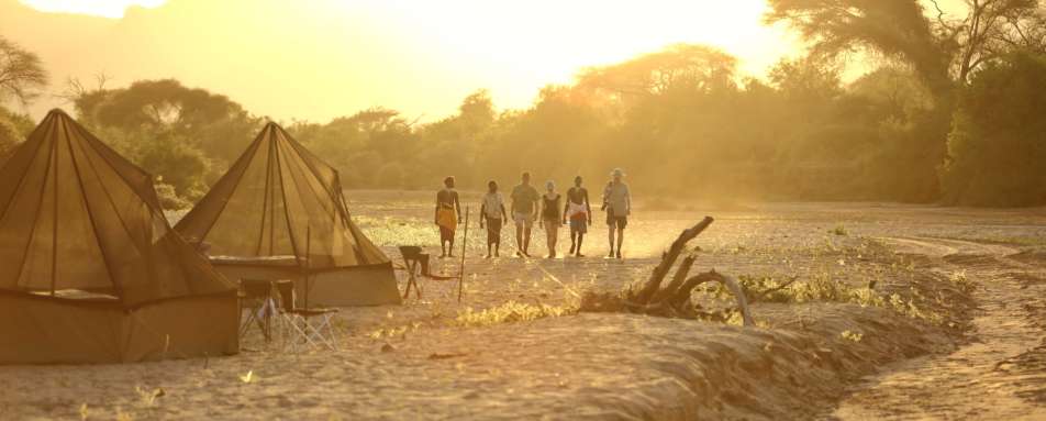 Fly camping on dry riverbed 