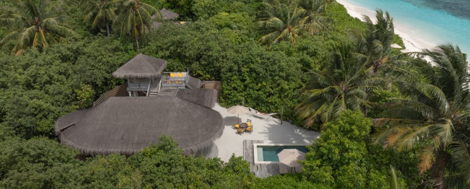 Family Beach Villa with Pool - aerial 