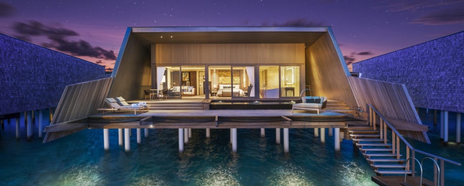 Overwater villa with pool Evening 