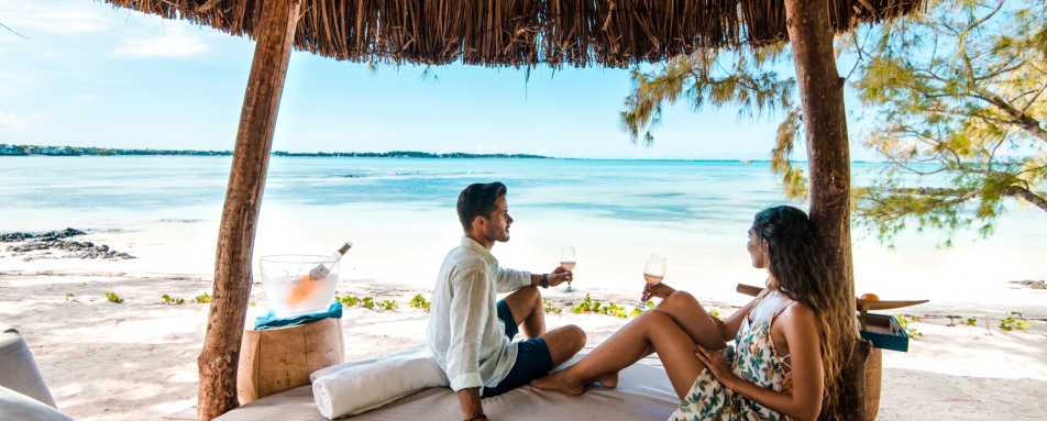 Beach cabana on Ilot Mangnie 