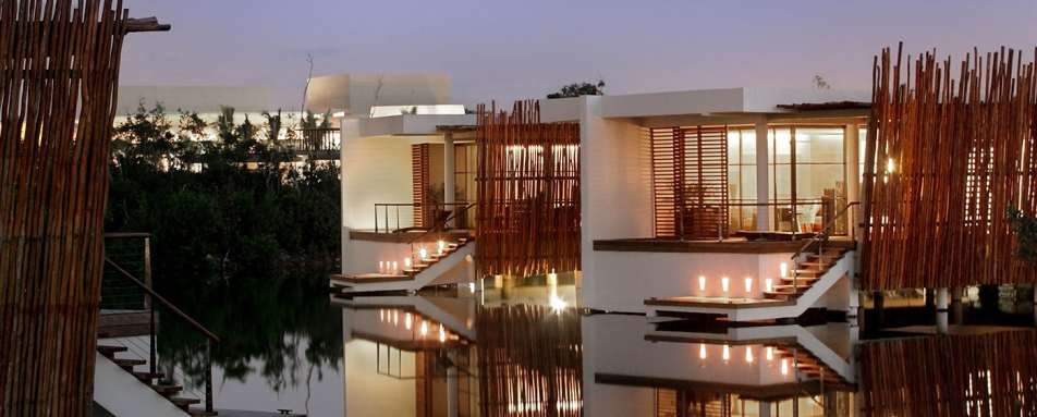 Lagoon Suites exterior at night 