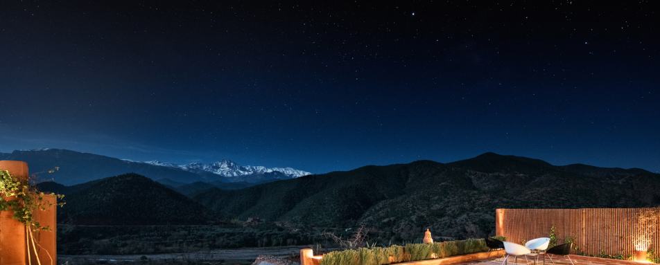 View from Pool Suite at night - Kasbah Bab Ourika